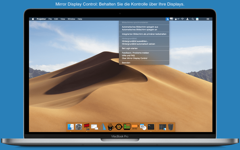 Screenshot macOS app Mirror Display Control light theme.
